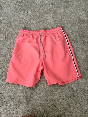 LG Men's Coral Pink Swim Trunks with Side Stripe